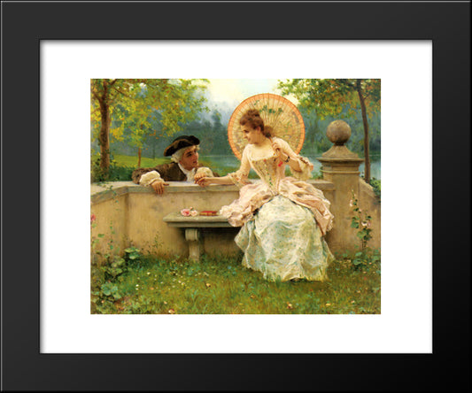 A Tender Moment In The Garden 20x24 Black Modern Wood Framed Art Print Poster by Andreotti, Federico