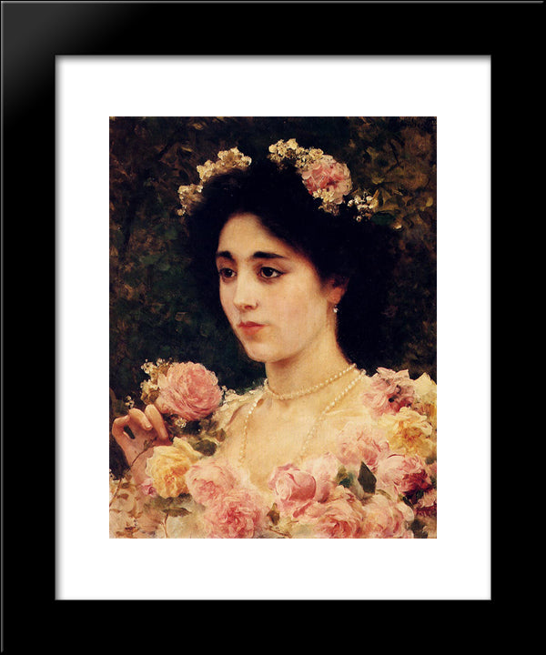 The Pink Rose 20x24 Black Modern Wood Framed Art Print Poster by Andreotti, Federico