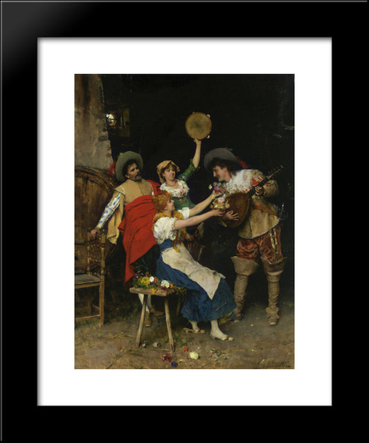 Flowers For Music 20x24 Black Modern Wood Framed Art Print Poster by Andreotti, Federico