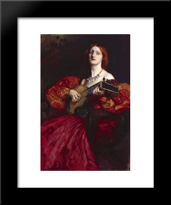 A Lute Player 20x24 Black Modern Wood Framed Art Print Poster by Abbey, Edwin Austin