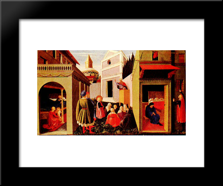 Story Of St Nicholas 20x24 Black Modern Wood Framed Art Print Poster by Angelico, Fra