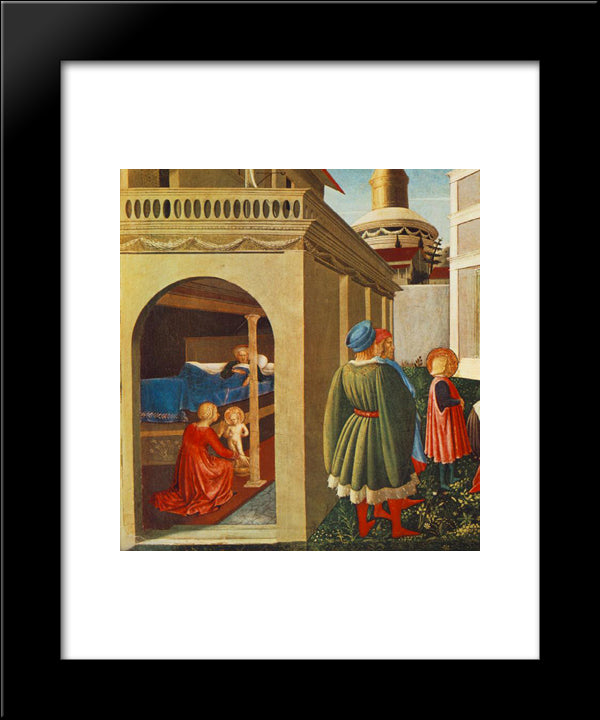 Story Of St Nicholas: Birth Of St Nicholas 20x24 Black Modern Wood Framed Art Print Poster by Angelico, Fra