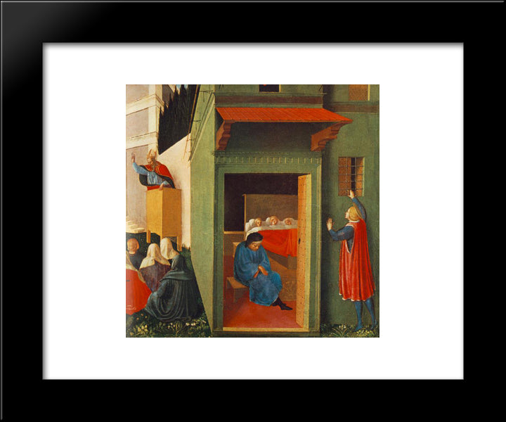 Story Of St Nicholas: Giving Dowry To Three Poor Girls 20x24 Black Modern Wood Framed Art Print Poster by Angelico, Fra