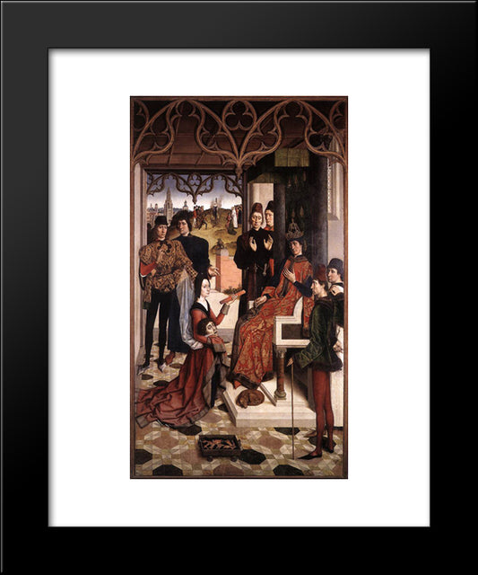 The Ordeal By Fire 20x24 Black Modern Wood Framed Art Print Poster by Bouts, Dirck