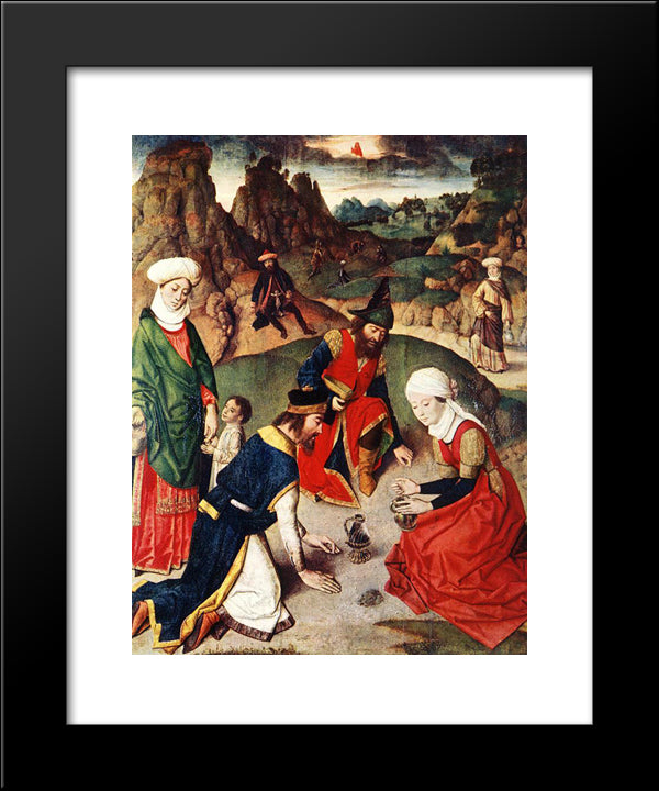 The Gathering Of The Manna 20x24 Black Modern Wood Framed Art Print Poster by Bouts, Dirck
