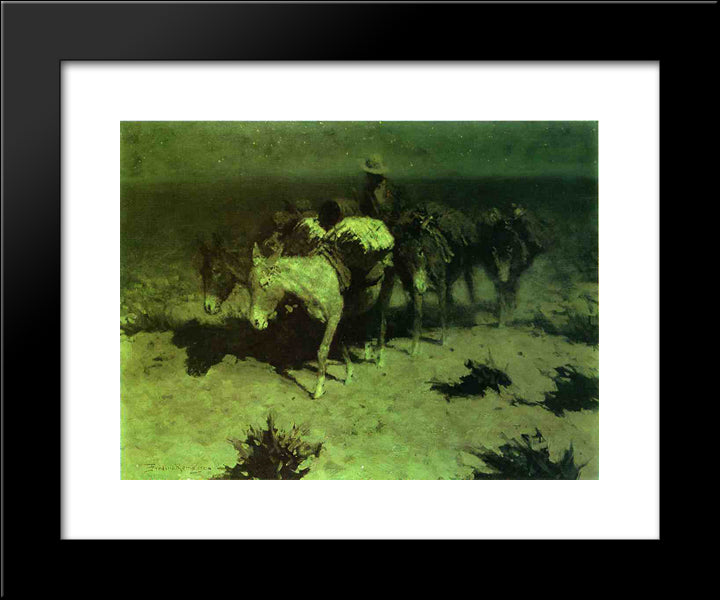 A Pack Train 20x24 Black Modern Wood Framed Art Print Poster by Remington, Frederic