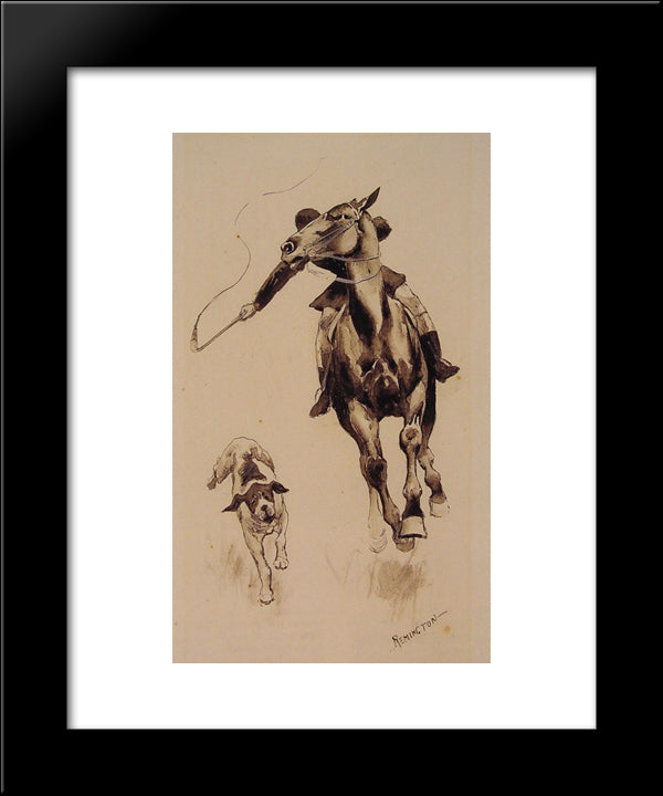 Whipping In A Straggler 20x24 Black Modern Wood Framed Art Print Poster by Remington, Frederic