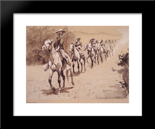 In The Desert 20x24 Black Modern Wood Framed Art Print Poster by Remington, Frederic