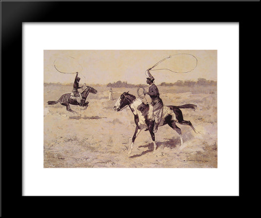 It Was To Be A Lasso Duel To The Death 20x24 Black Modern Wood Framed Art Print Poster by Remington, Frederic