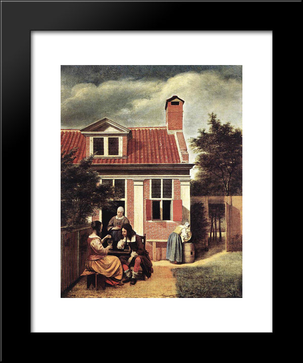 Village House 20x24 Black Modern Wood Framed Art Print Poster by Hooch, Pieter de