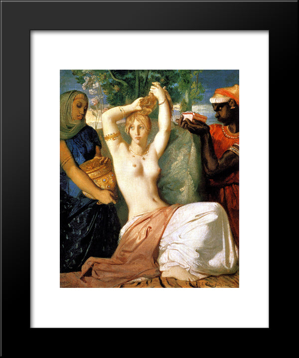 Esther Preparing To Be Presented To King Ahasuerus 20x24 Black Modern Wood Framed Art Print Poster by Chasseriau, Theodore