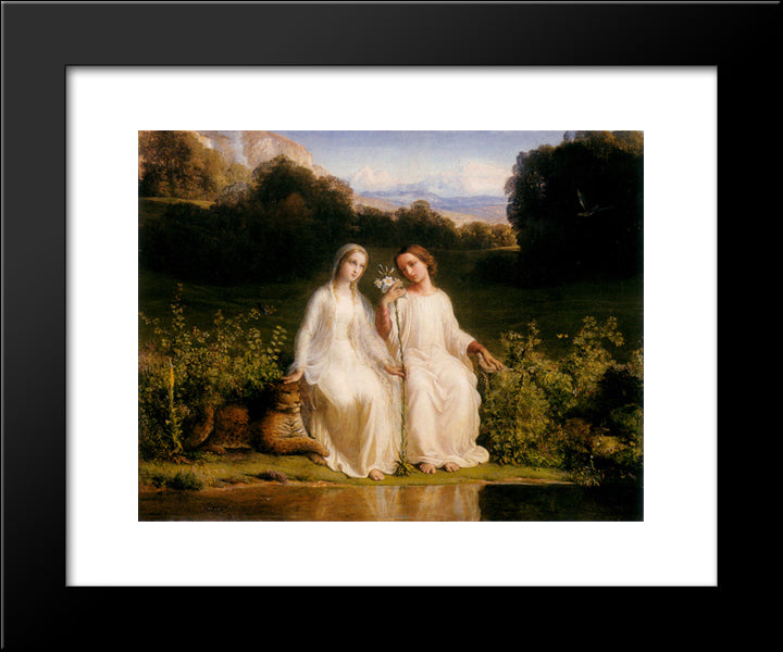 Le Poeme De L'Ame ' Virginitas 20x24 Black Modern Wood Framed Art Print Poster by Janmot, Anne Francois Louis