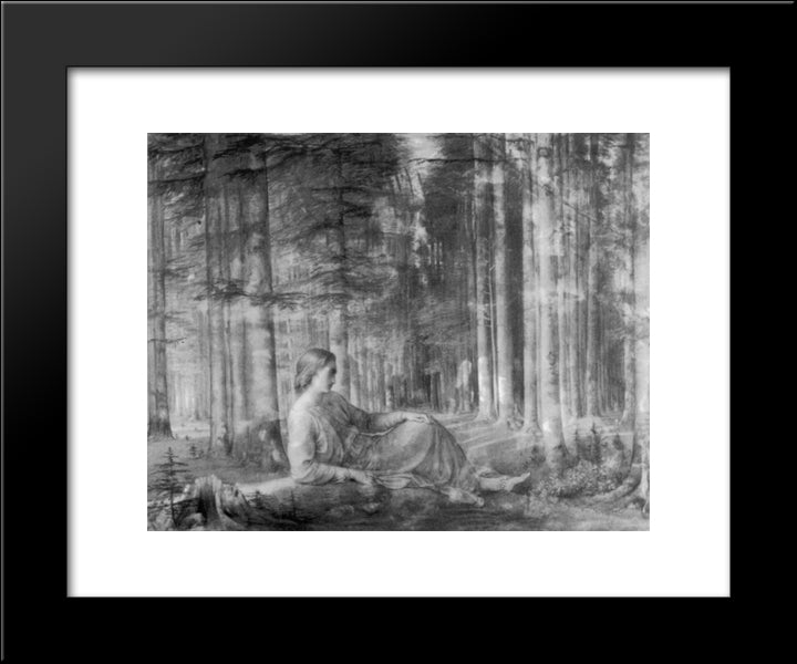 Le Poeme De L'Ame ' Solitude 20x24 Black Modern Wood Framed Art Print Poster by Janmot, Anne Francois Louis