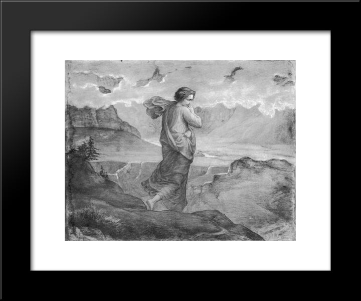 Le Poeme De L'Ame ' Le Doute 20x24 Black Modern Wood Framed Art Print Poster by Janmot, Anne Francois Louis