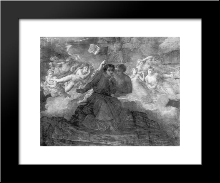 Le Poeme De L'Ame ' L'Espirit Du Mal 20x24 Black Modern Wood Framed Art Print Poster by Janmot, Anne Francois Louis