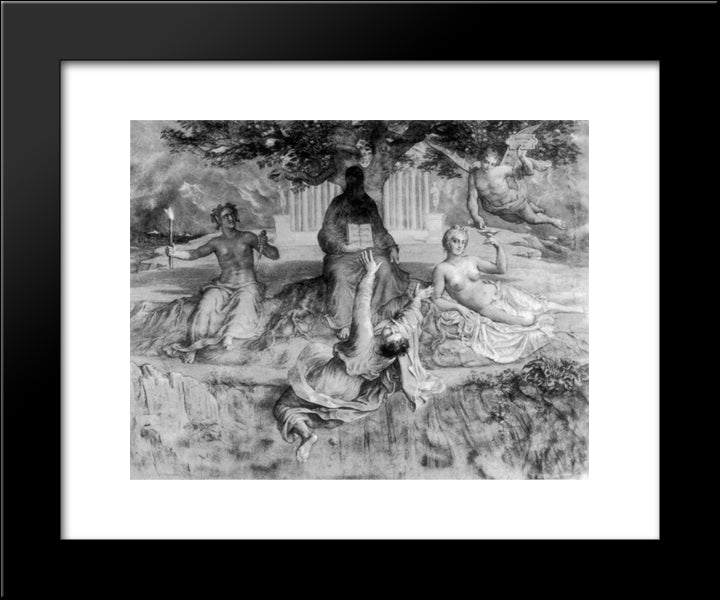 Le Poeme De L'Ame ' Chute Fatale 20x24 Black Modern Wood Framed Art Print Poster by Janmot, Anne Francois Louis