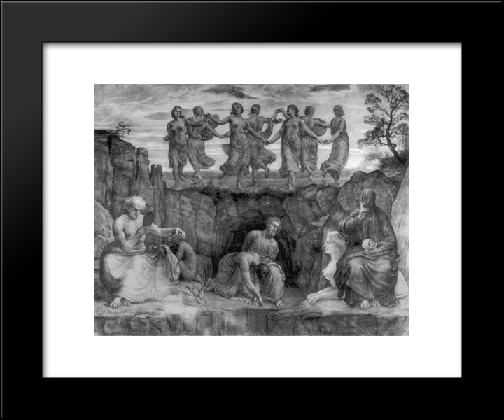 Le Poeme De L'Ame ' Les Generations Du Mal 20x24 Black Modern Wood Framed Art Print Poster by Janmot, Anne Francois Louis