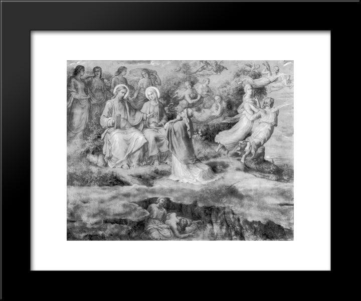 Le Poeme De L'Ame ' Intercession Maternelle 20x24 Black Modern Wood Framed Art Print Poster by Janmot, Anne Francois Louis