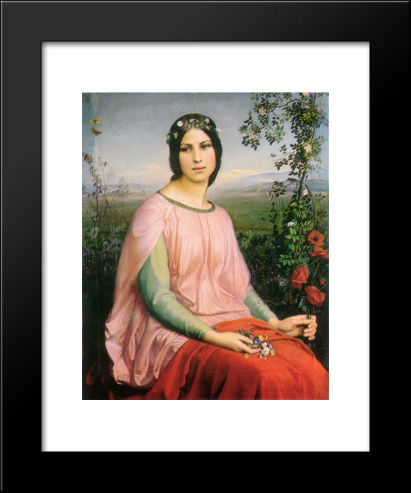 Les Fleurs Des Champs 20x24 Black Modern Wood Framed Art Print Poster by Janmot, Anne Francois Louis