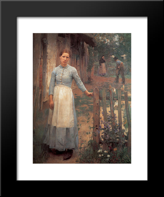 The Girl At The Gate 20x24 Black Modern Wood Framed Art Print Poster by Clausen, Sir George