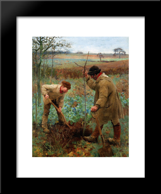 Planting A Tree 20x24 Black Modern Wood Framed Art Print Poster by Clausen, Sir George
