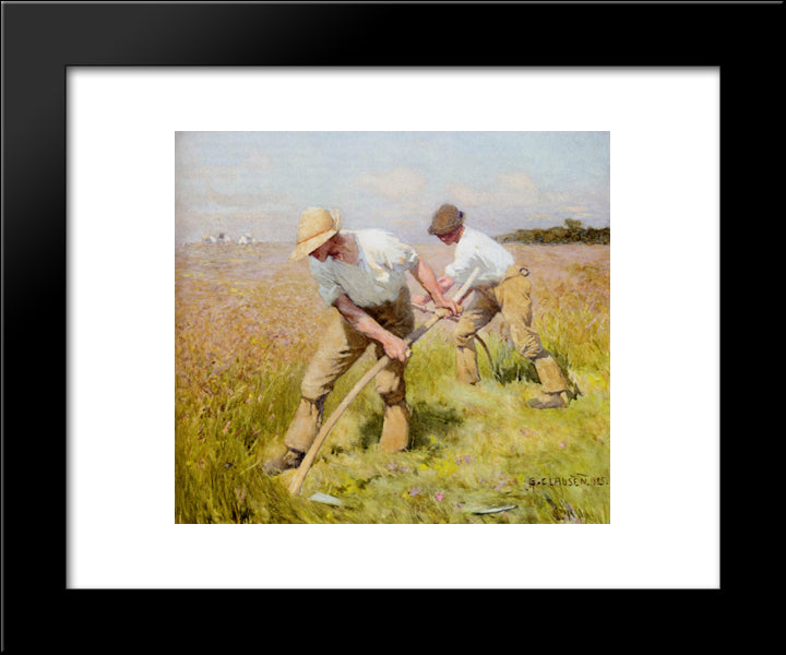 The Mowers 20x24 Black Modern Wood Framed Art Print Poster by Clausen, Sir George