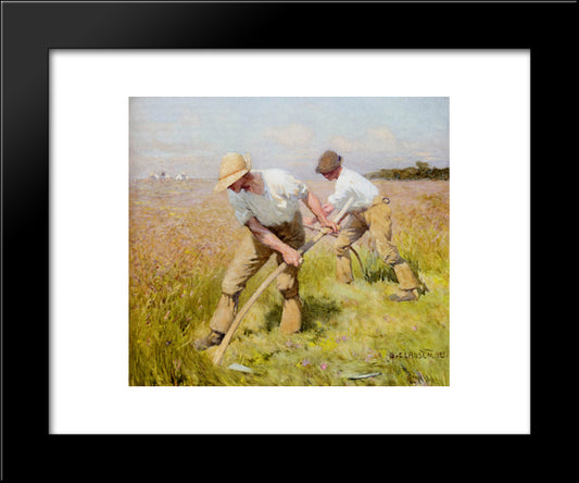 The Mowers 20x24 Black Modern Wood Framed Art Print Poster by Clausen, Sir George