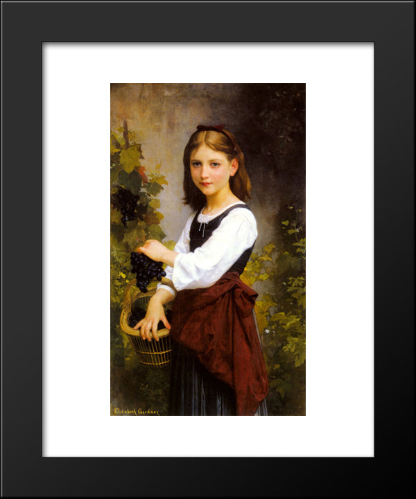 A Young Girl Holding A Basket Of Grapes 20x24 Black Modern Wood Framed Art Print Poster by Bouguereau, Elizabeth Jane Gardner