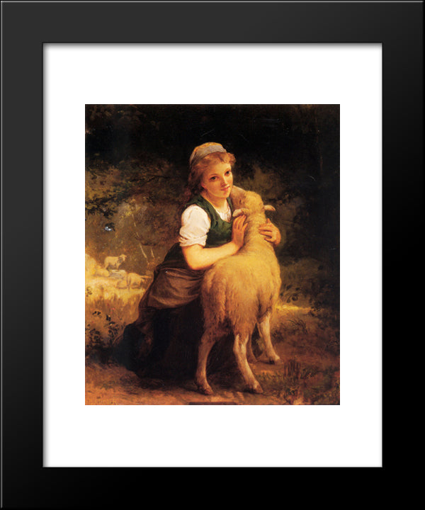 Young Girl With Lamb 20x24 Black Modern Wood Framed Art Print Poster by Munier, Emile