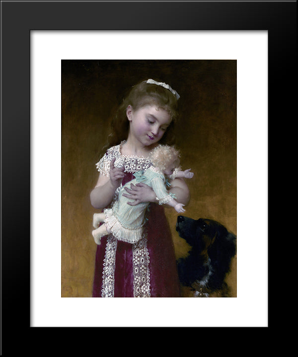 Le Jeune Fille Et La Poupee 20x24 Black Modern Wood Framed Art Print Poster by Munier, Emile