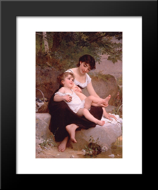 Mother And Child 20x24 Black Modern Wood Framed Art Print Poster by Munier, Emile