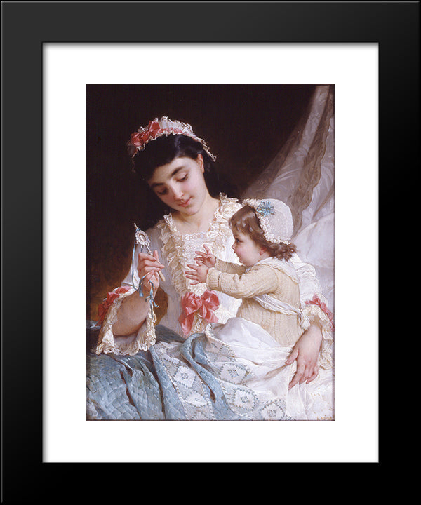 Distracting The Baby 20x24 Black Modern Wood Framed Art Print Poster by Munier, Emile