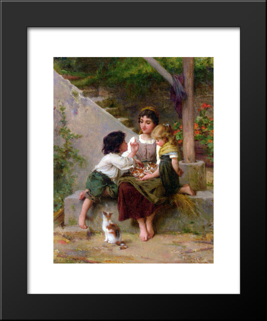 Playing With The Kittens 20x24 Black Modern Wood Framed Art Print Poster by Munier, Emile