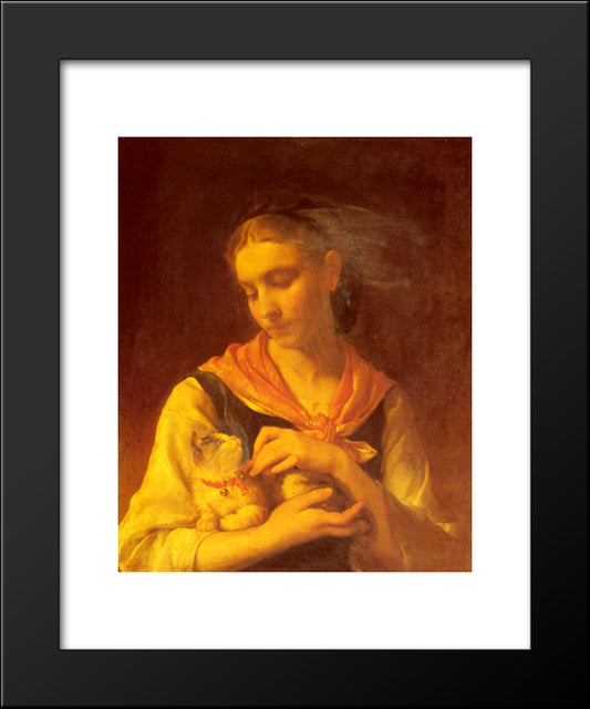 The Favorite Kitten 20x24 Black Modern Wood Framed Art Print Poster by Munier, Emile