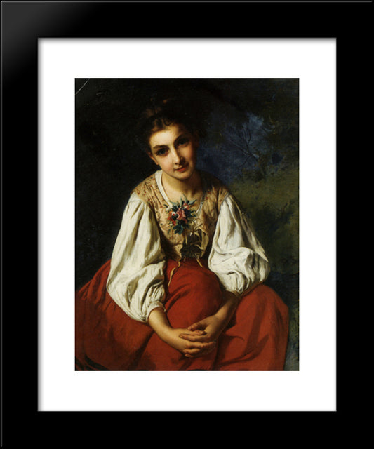 Portrait Of A Young Girl 20x24 Black Modern Wood Framed Art Print Poster by Munier, Emile