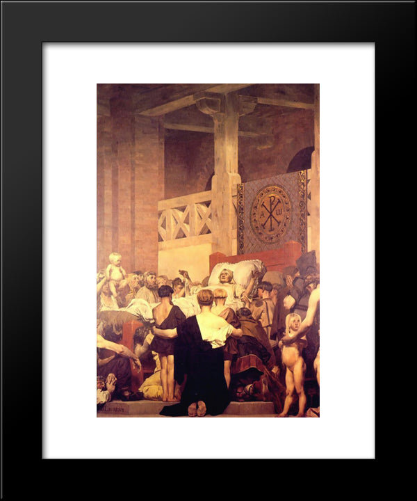 Death Of Saint Genevieve (Center Panel) 20x24 Black Modern Wood Framed Art Print Poster by Laurens, Jean Paul