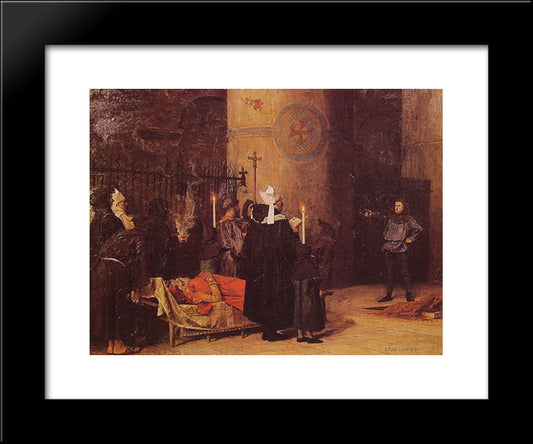 Funerailles De Guillaume Le Conquerant 20x24 Black Modern Wood Framed Art Print Poster by Laurens, Jean Paul