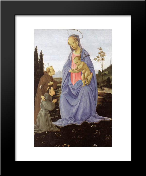 Madonna With Child, St Anthony Of Padua And A Friar 20x24 Black Modern Wood Framed Art Print Poster by Lippi, Filippino