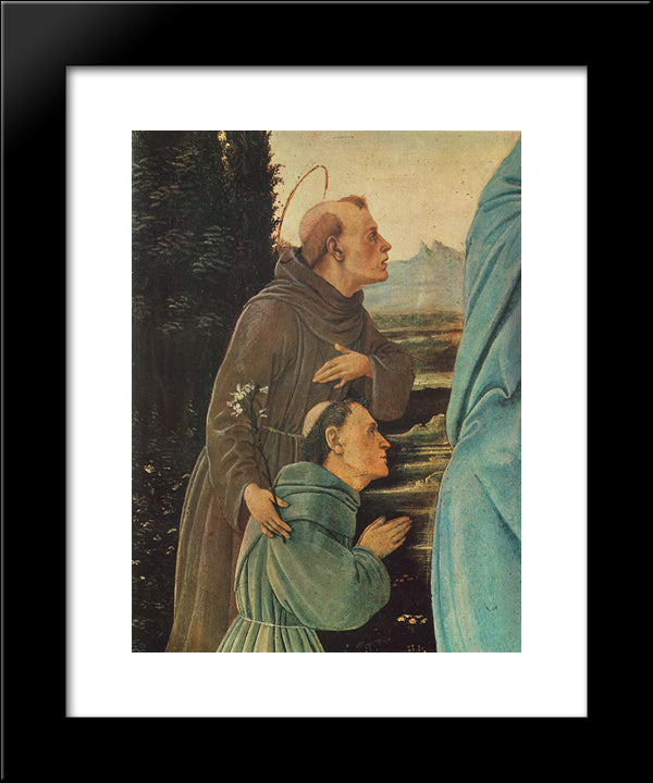 Madonna With Child, St Anthony Of Padua And A Friar [Detail: 1] 20x24 Black Modern Wood Framed Art Print Poster by Lippi, Filippino