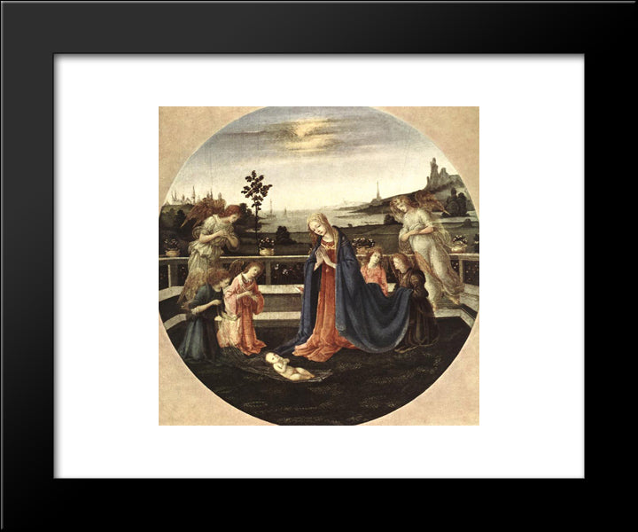 Adoration Of The Child 20x24 Black Modern Wood Framed Art Print Poster by Lippi, Filippino