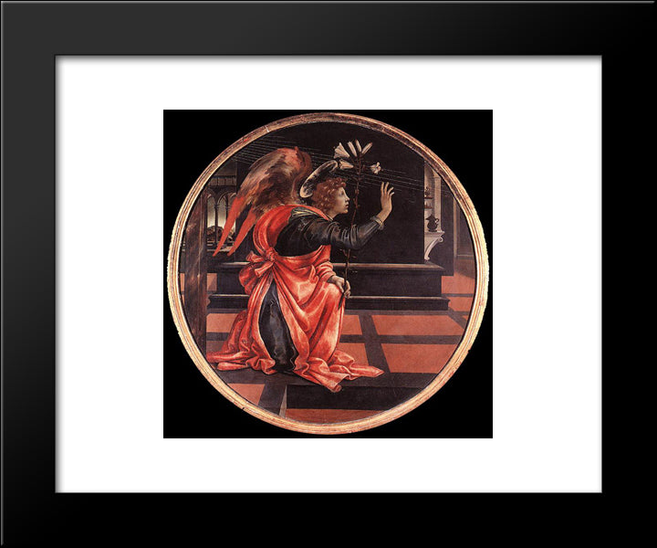 Gabriel From The Annunciation 20x24 Black Modern Wood Framed Art Print Poster by Lippi, Filippino