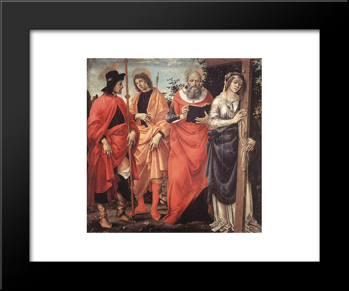 Four Saints Altarpiece 20x24 Black Modern Wood Framed Art Print Poster by Lippi, Filippino