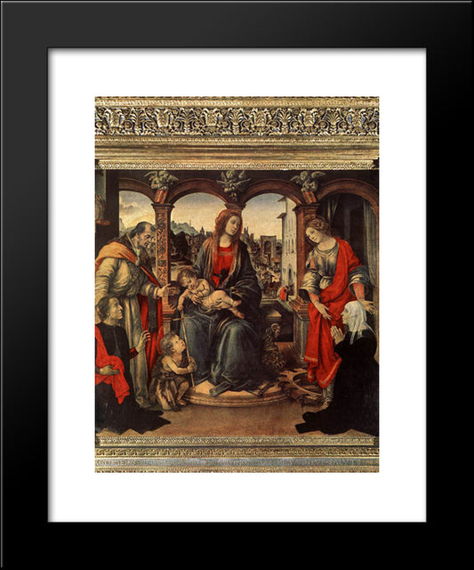 Madonna With Child And Saints 20x24 Black Modern Wood Framed Art Print Poster by Lippi, Filippino