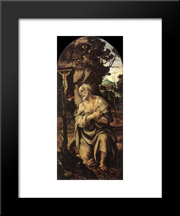 St Jerome 20x24 Black Modern Wood Framed Art Print Poster by Lippi, Filippino