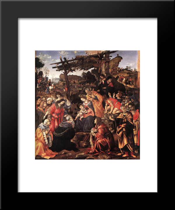 Adoration Of The Magi 20x24 Black Modern Wood Framed Art Print Poster by Lippi, Filippino