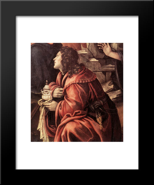 Adoration Of The Magi [Detail: 1] 20x24 Black Modern Wood Framed Art Print Poster by Lippi, Filippino