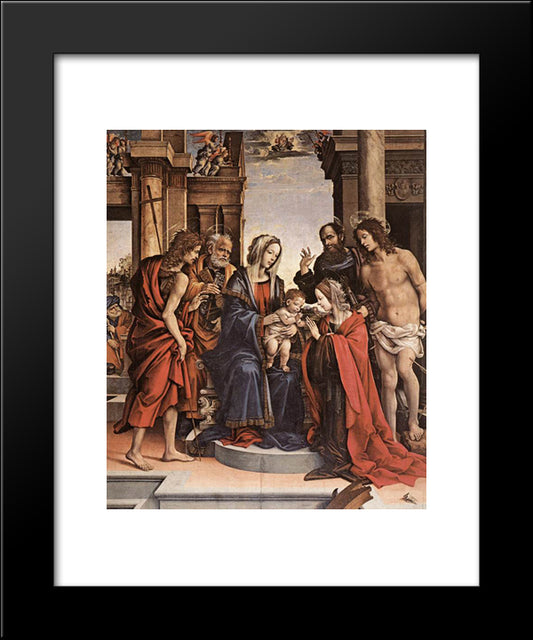 The Marriage Of St Catherine 20x24 Black Modern Wood Framed Art Print Poster by Lippi, Filippino