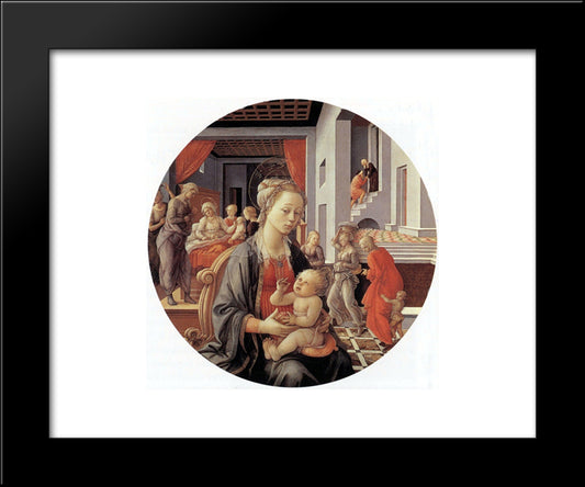 Madonna And Child With Stories From The Life Of The Virgin 20x24 Black Modern Wood Framed Art Print Poster by Lippi, Filippino