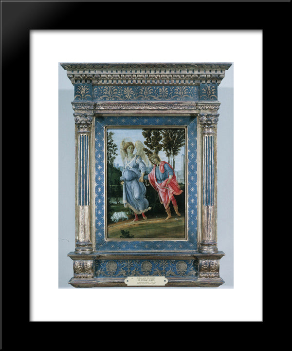 Tobias And The Angel 20x24 Black Modern Wood Framed Art Print Poster by Lippi, Filippino