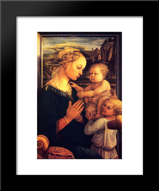 Virgin With Chilrden 20x24 Black Modern Wood Framed Art Print Poster by Lippi, Filippino